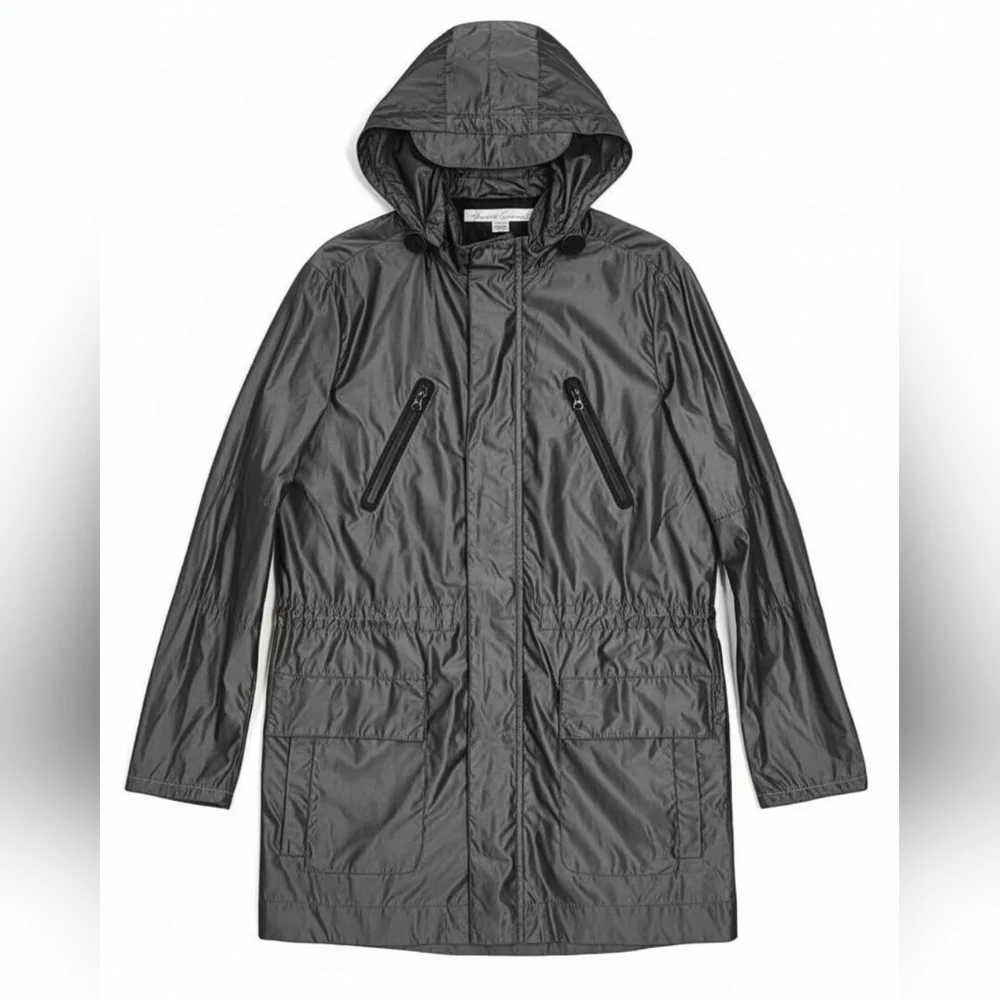 Kenneth Cole hooded lightweight parka jacket in dark silver. Men's Sm. EUC - Picture 2 of 13